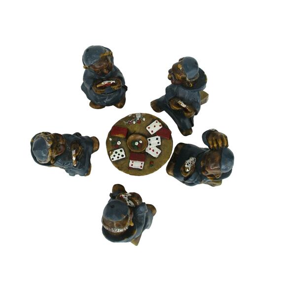 Vintage Monks Playing Poker - 5 Figures Wax or Resin UNIQUE! - Picture 4 of 9